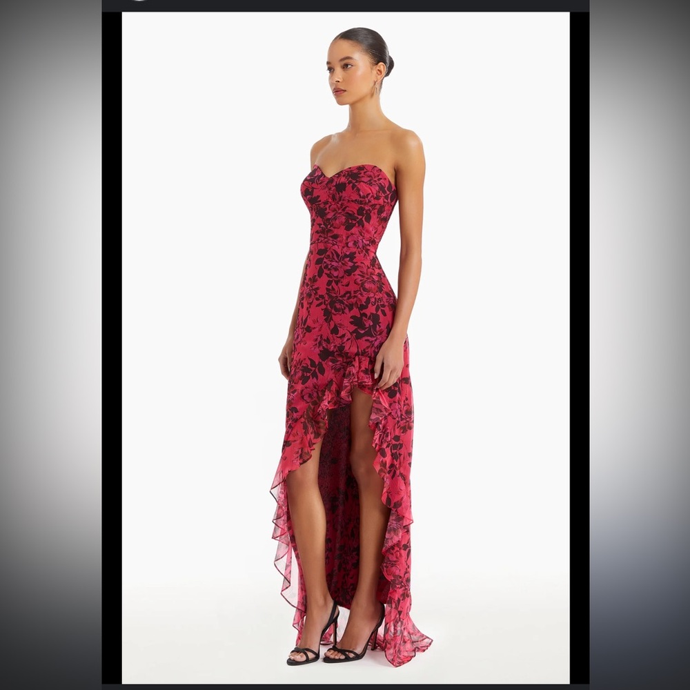 Amanda Uprichard Pink and Black High Low Dress